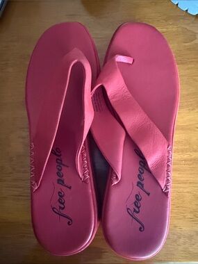 Free People Red Padded Slide Sandals